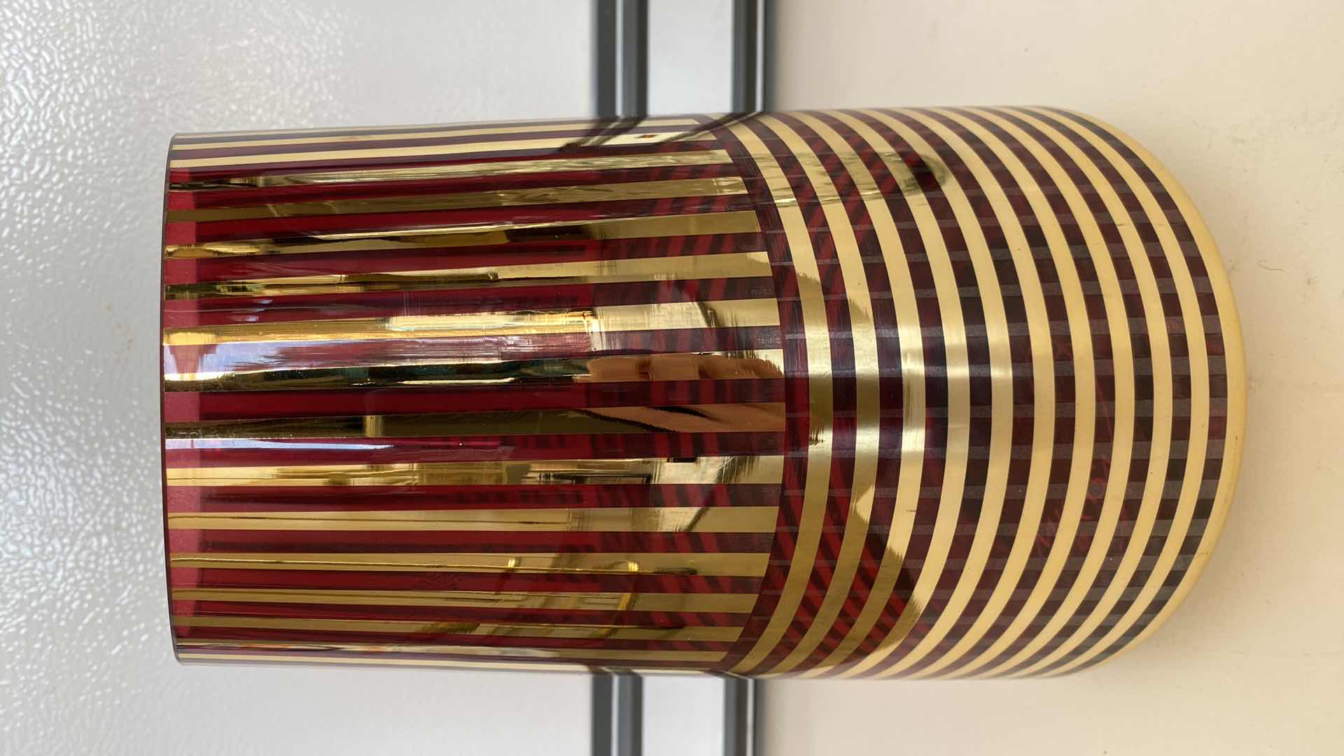 Photo 1 of MIKASA HOME RED AND GOLD GLASS VASE H 10”