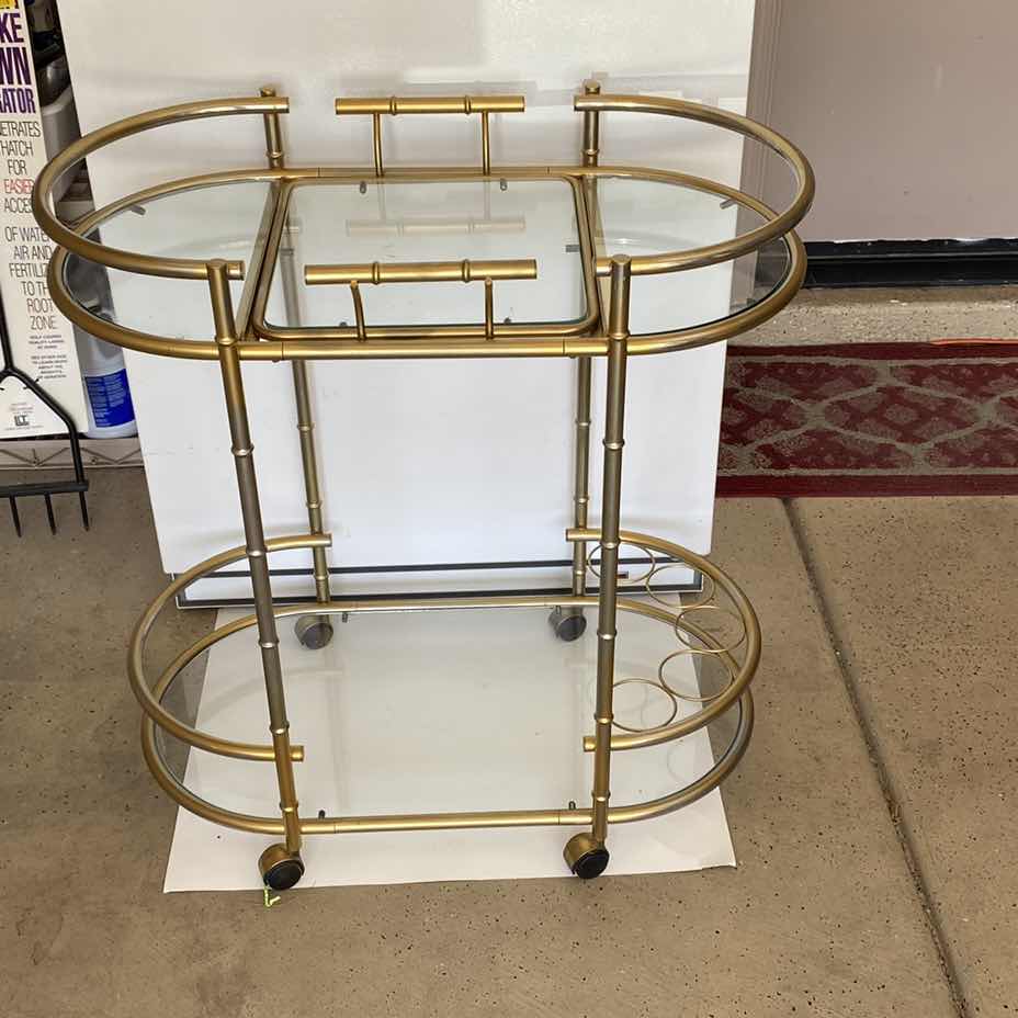 Photo 2 of BAR CART WITH REMOVABLE SERVING TRAY ( TWO TONE) 32“ x 18“ H 33”