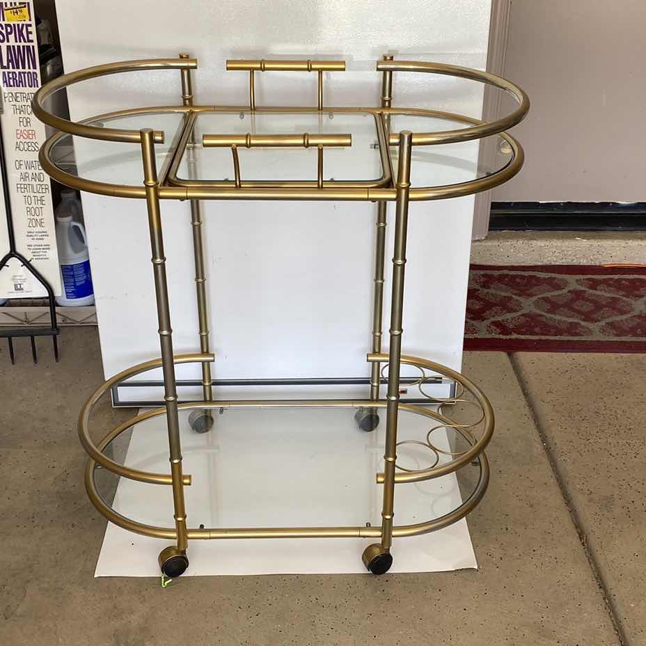 Photo 1 of BAR CART WITH REMOVABLE SERVING TRAY ( TWO TONE) 32“ x 18“ H 33”