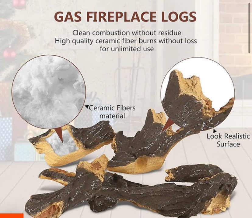 Photo 1 of 6 PIECE CERAMIC GAS FIREPLACE LOGS FOR VENT FREE PROPANE , ELECTRIC FIREPIT, GEL. (3 sets available sold separately)