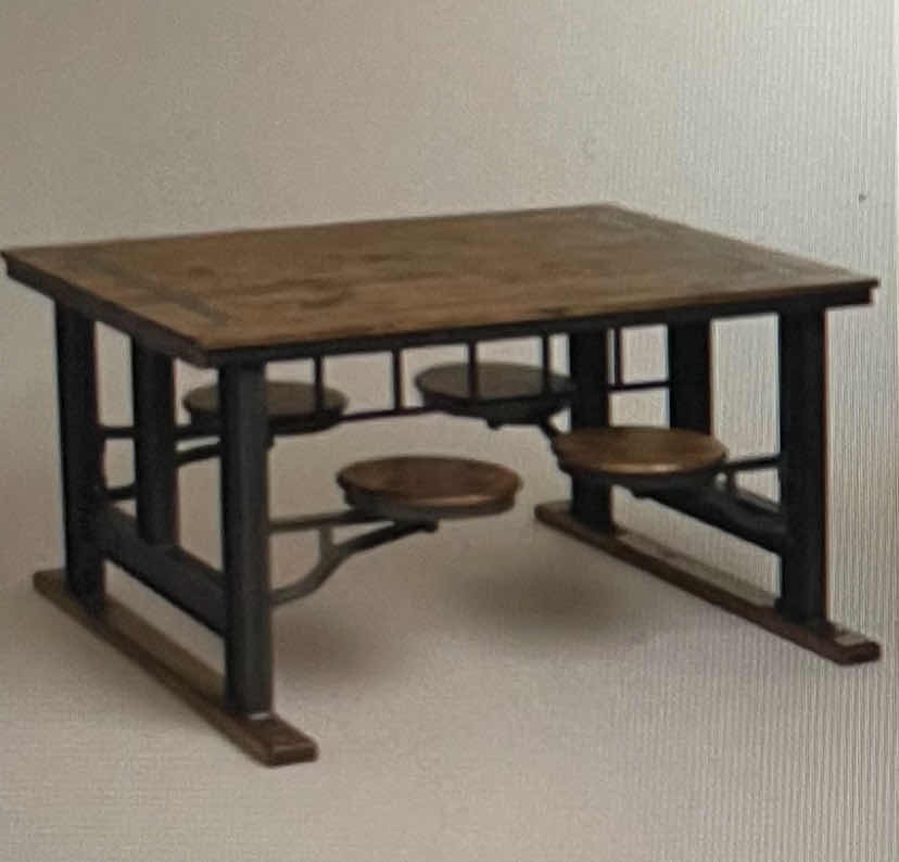 Photo 1 of COST PLUS WORLD MARKET SOLID WOOD GALVIN INDUSTRIAL TABLE 60” X 40” H 32” - BUYER TO DISASSEMBLE