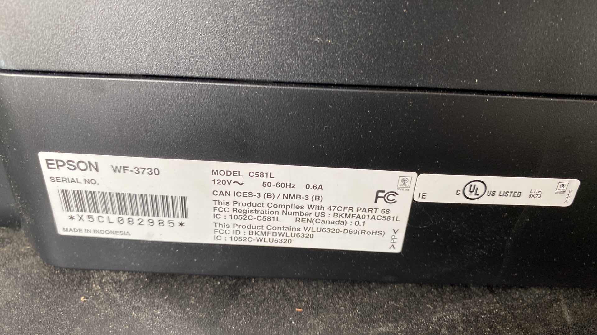 Photo 5 of EPSON WORKFORCE PRO WF-3730 PRINTER