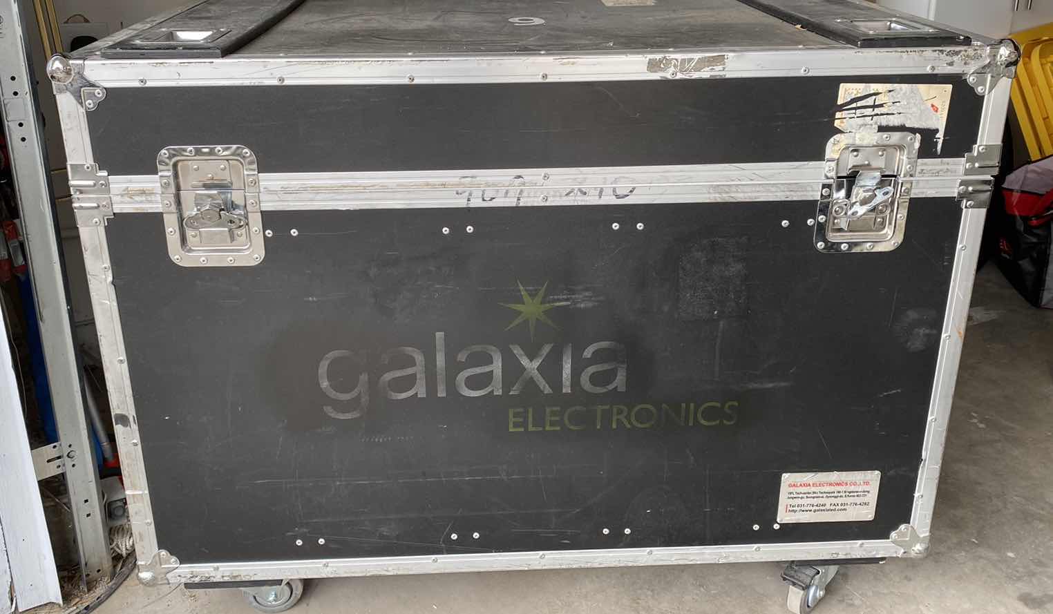 Photo 1 of GALAXIA ELECTRONICS ROLLING STORAGE 49” x 32” H 38“. 2 LATCHES BROKEN