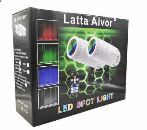 Photo 2 of Latta Alvor 4 in 1 Small Spotlight Mini RGBW LED Beam Spot Lights Stage Effect Lighting LED Beam Pinspot Light for Mirror Ball Club Party Bar DJ Events (White)