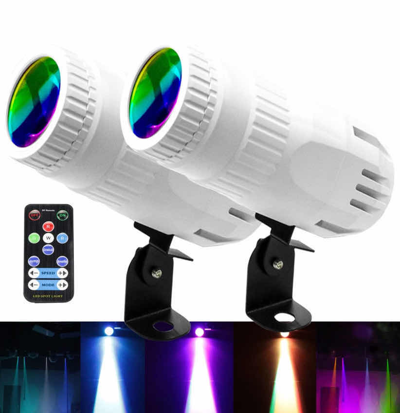 Photo 1 of Latta Alvor 4 in 1 Small Spotlight Mini RGBW LED Beam Spot Lights Stage Effect Lighting LED Beam Pinspot Light for Mirror Ball Club Party Bar DJ Events (White)