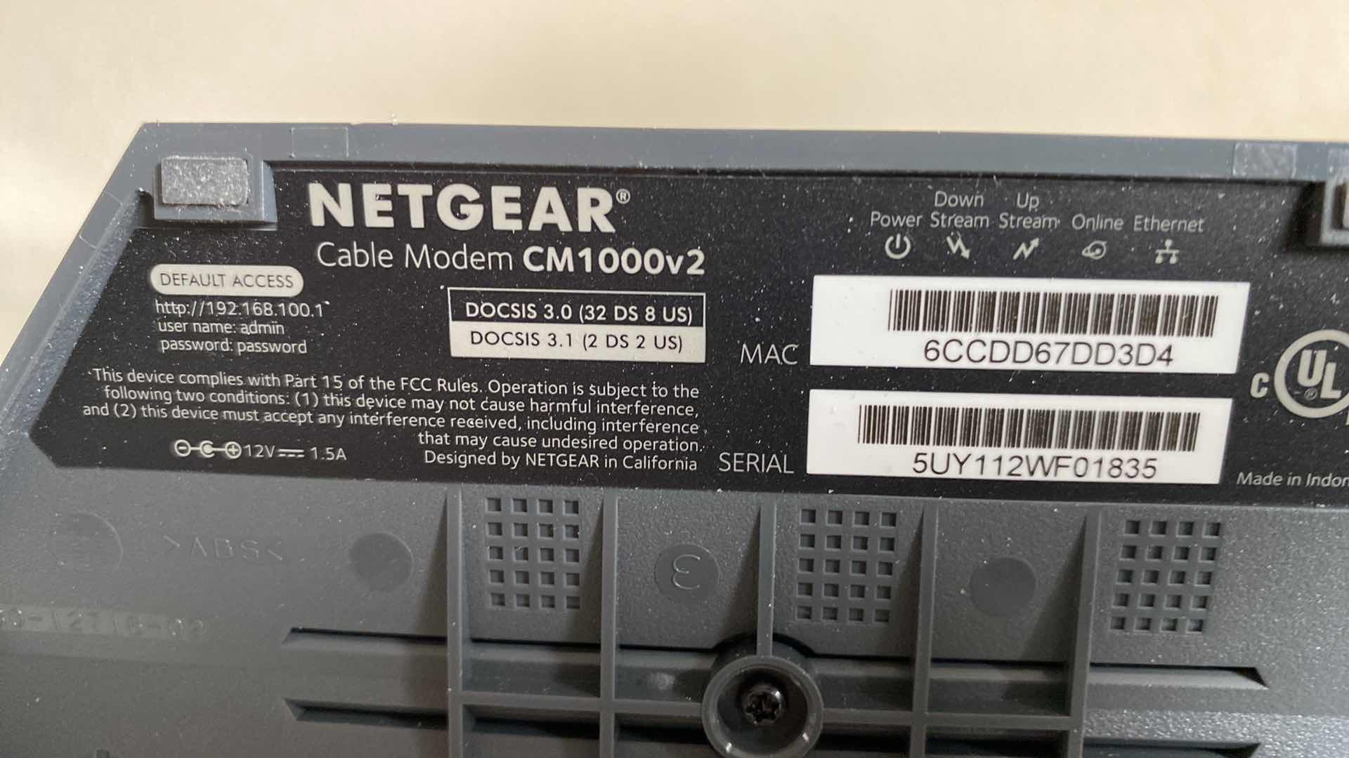 Photo 4 of NETGEAR CABLE MODEM AND WIRELESS CABLE GATEWAY
