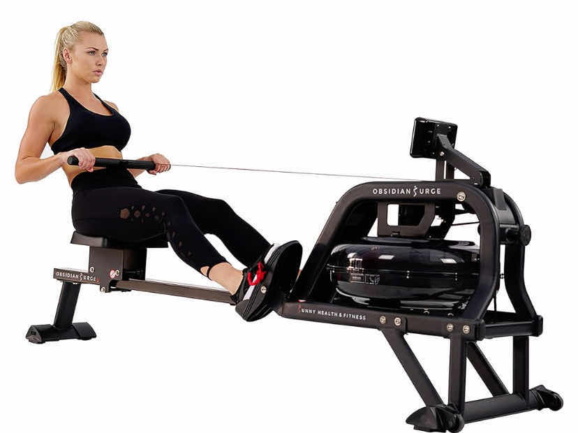 Photo 1 of NEW IN BOX Sunny Health & Fitness Water Rowing Machine, Indoor Exercise Plus Optional Connected Fitness with SunnyFit® App and Wooden Smart Foldable