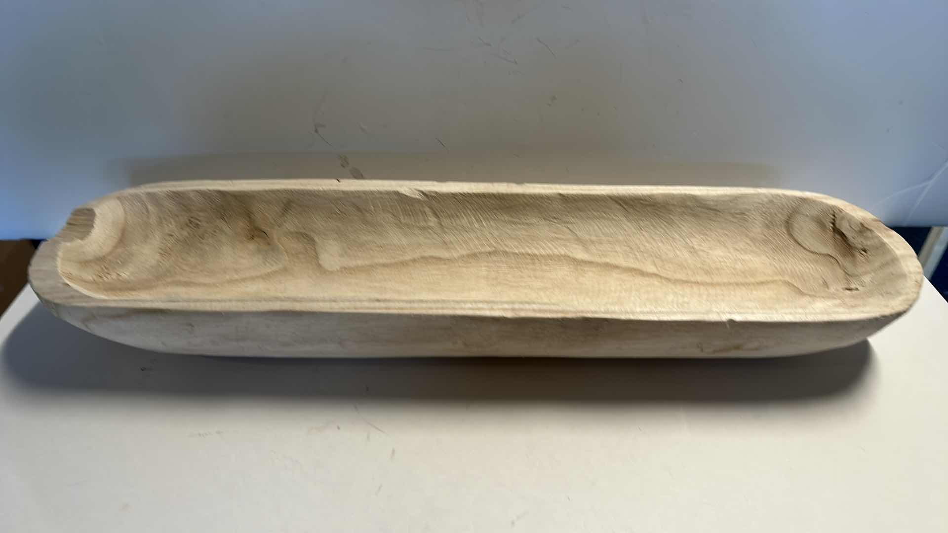 Photo 3 of HONED WOOD BOWL 23” IN LENGTH AND FLOUR TAG