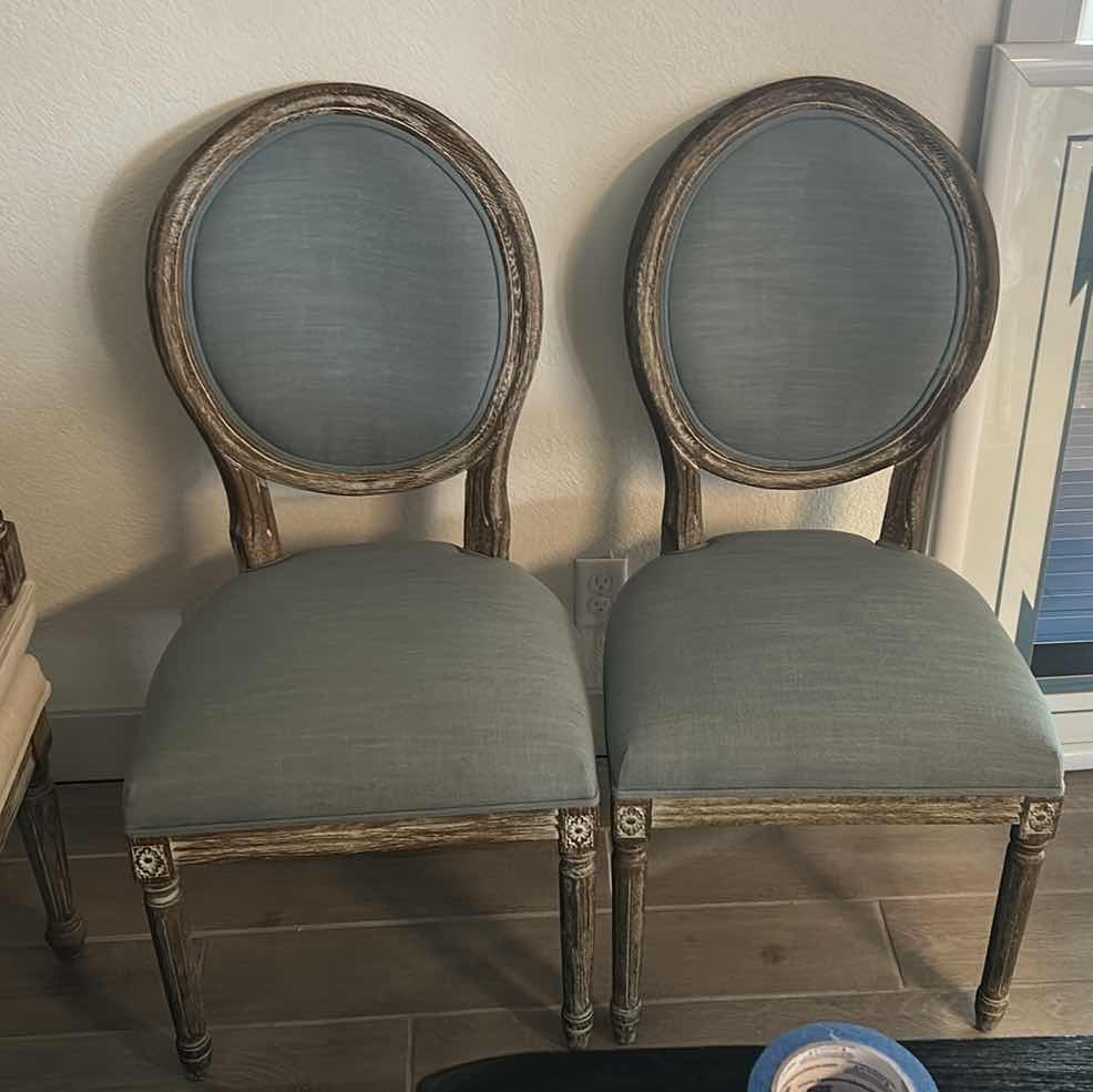 Photo 6 of 2 UPHOLSTERED WOOD CHAIRS CHAIRS - COST PLUS WORLD MARKET