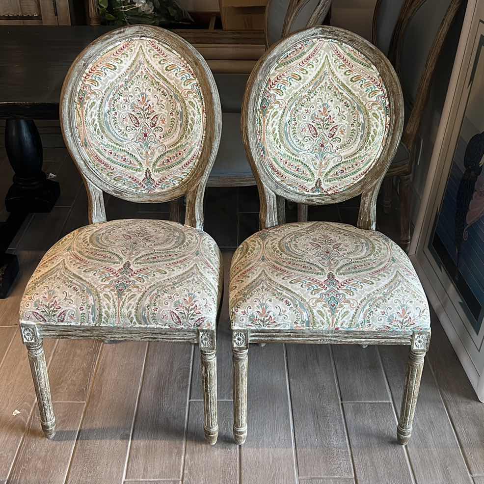 Photo 1 of 2 UPHOLSTERED WOOD CHAIRS - COST PLUS WORLD MARKET