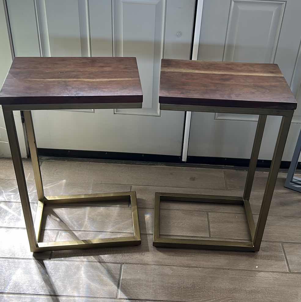 Photo 1 of 2 WOOD AND METAL END TABLES 16 3/4” x 12” x 26 1/4”