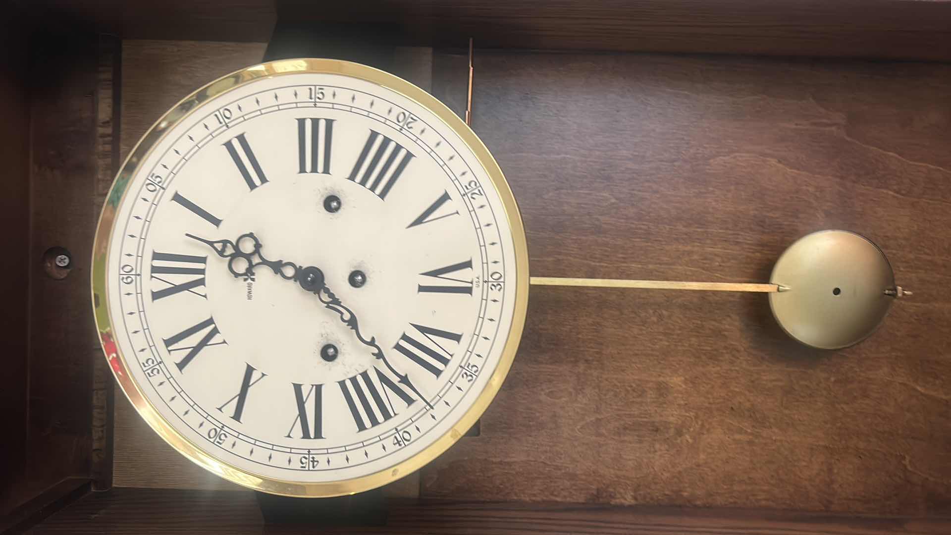 Photo 1 of HOWARD REGULATOR PENDULUM WALL CLOCK 
14“ x 6“ x 34“