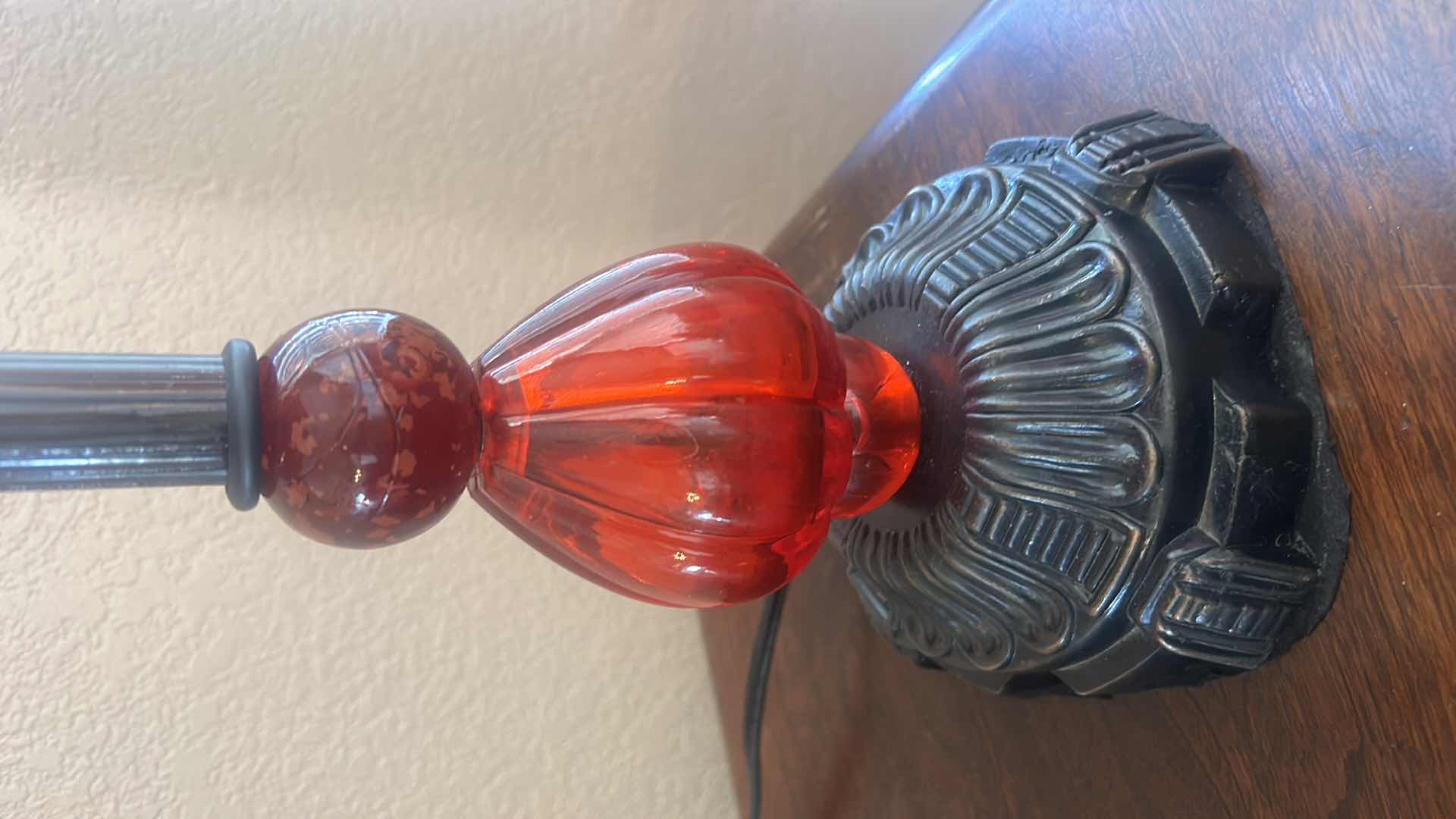 Photo 2 of RED BEADED GLASS TABLE LAMP H24”