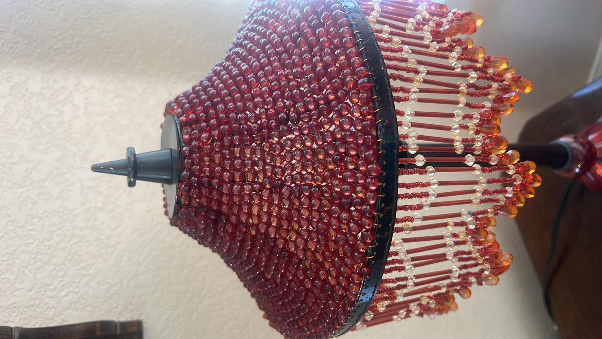 Photo 3 of RED BEADED GLASS TABLE LAMP H24”