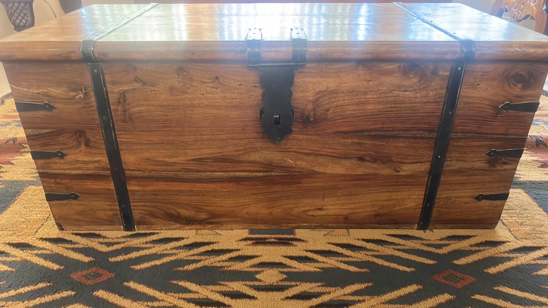 Photo 3 of WOOD TRUNK WITH METAL HINGES 40” x 18” x 16 1/2”