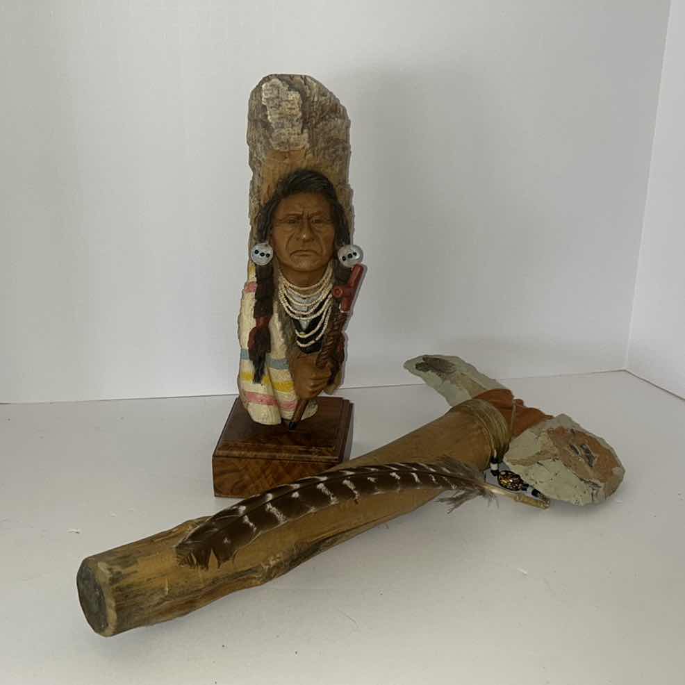 Photo 12 of INDIAN DECOR ( STATUE H 12”) TOMAHAWK 9” x 17”