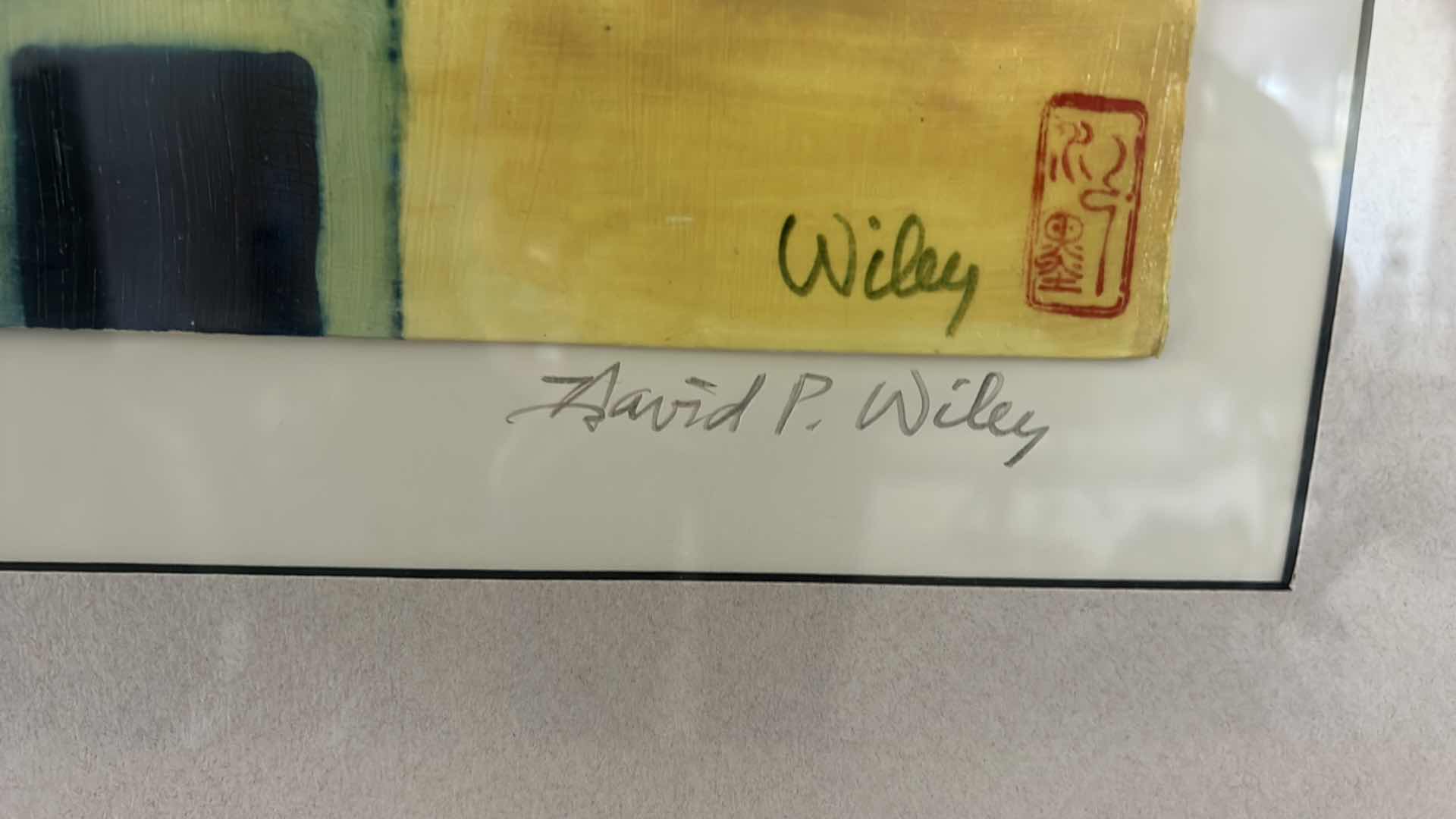 Photo 3 of “BUILDINGS, TREE AND SUN” HAND SIGNED DAVID P WILEY FRAMED ARTWORK 32” x 41”