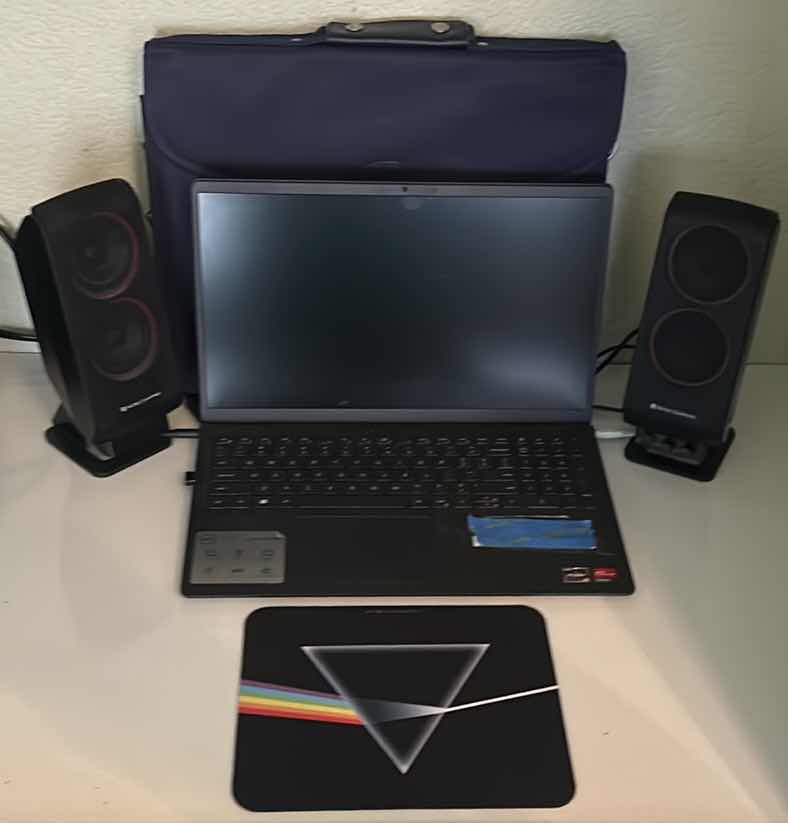 Photo 1 of DELL LAPTOP COMPUTER, CASE, 2 SPEAKERS AND MOUSE PAD