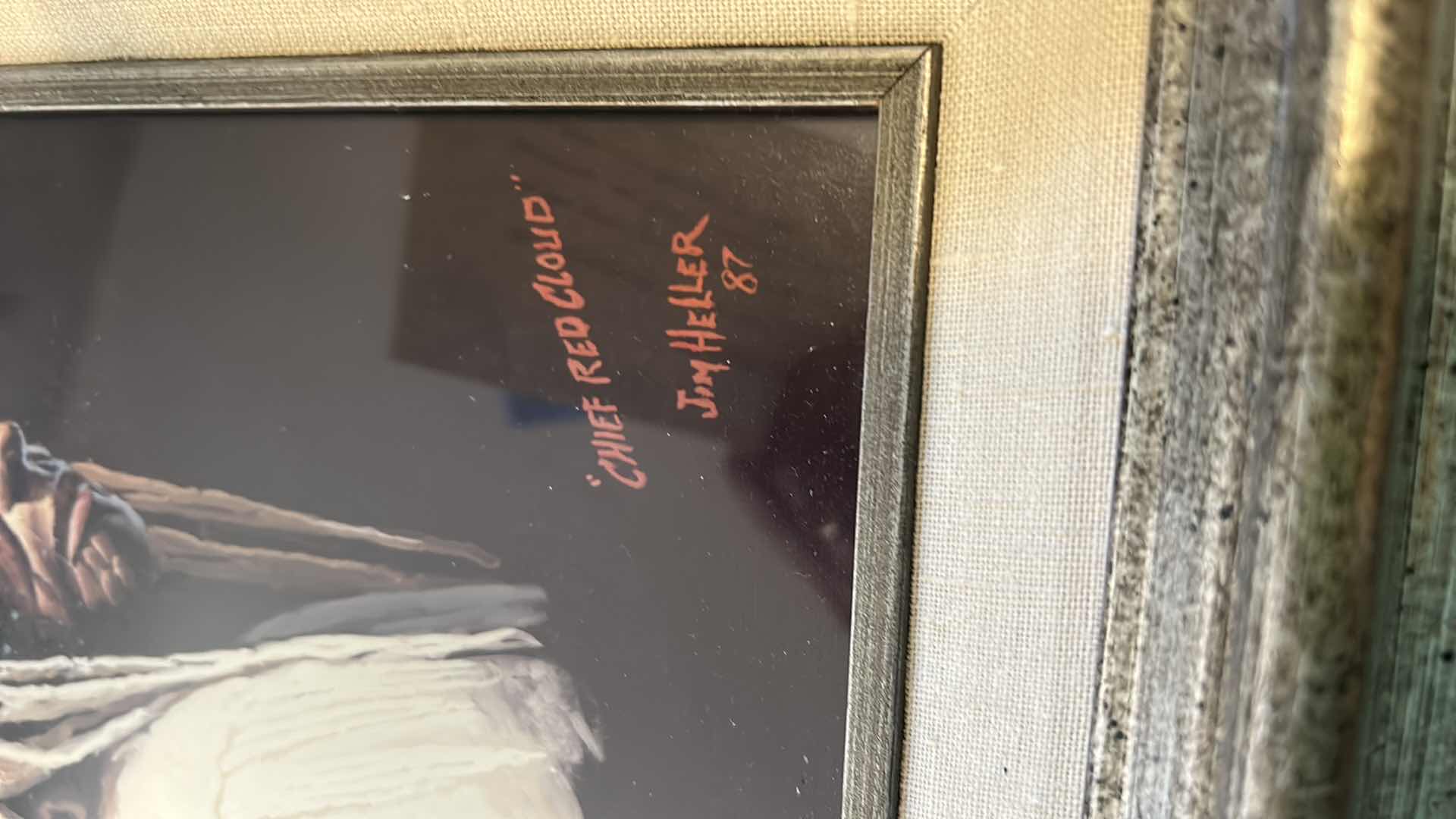 Photo 1 of CHIEF RED CLOUD WITH COA ARTWORK FRAMED 14 1/2 x 16 1/2