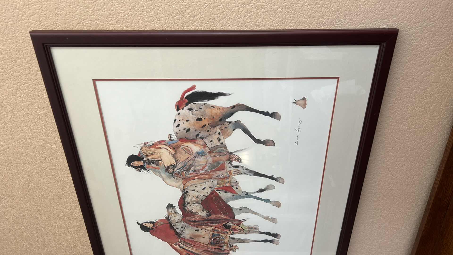 Photo 2 of FRAMED WATERCOLOR NATIVE AMERICAN ARTWORK SIGNED CAROL GRIGG ARTWORK 38” x H32”