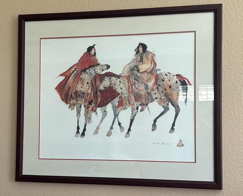 Photo 1 of FRAMED WATERCOLOR NATIVE AMERICAN ARTWORK SIGNED CAROL GRIGG ARTWORK 38” x H32”