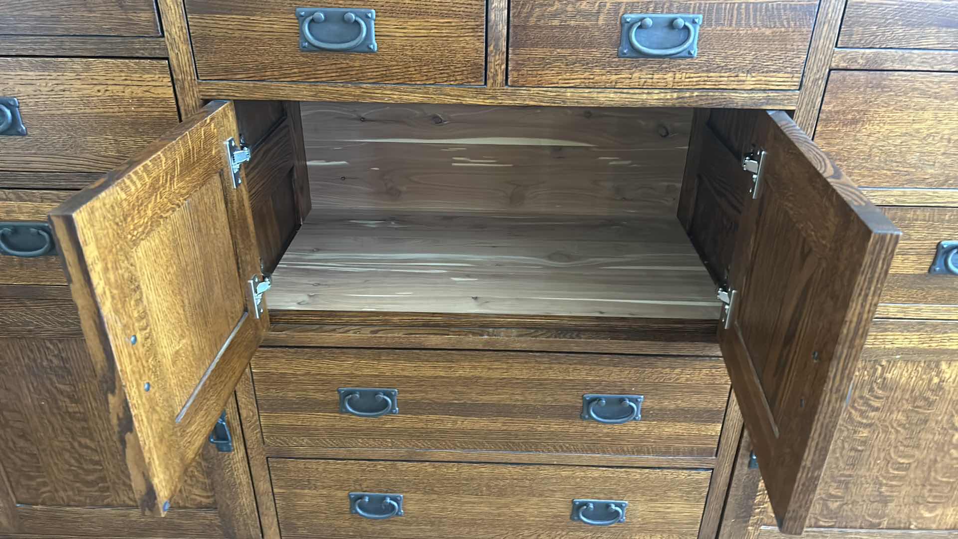 Photo 8 of  MICHAEL’S FURNITURE CRAFTSMAN CEDAR-LINED OAK DOVE TAILED OAK DRESSER AND MIRROR 76.5” x 19” x H44”