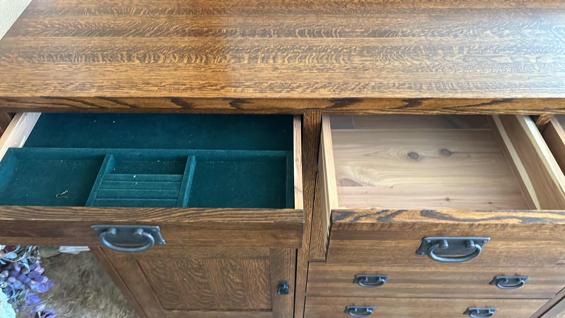 Photo 5 of  MICHAEL’S FURNITURE CRAFTSMAN CEDAR-LINED OAK DOVE TAILED OAK DRESSER AND MIRROR 76.5” x 19” x H44”