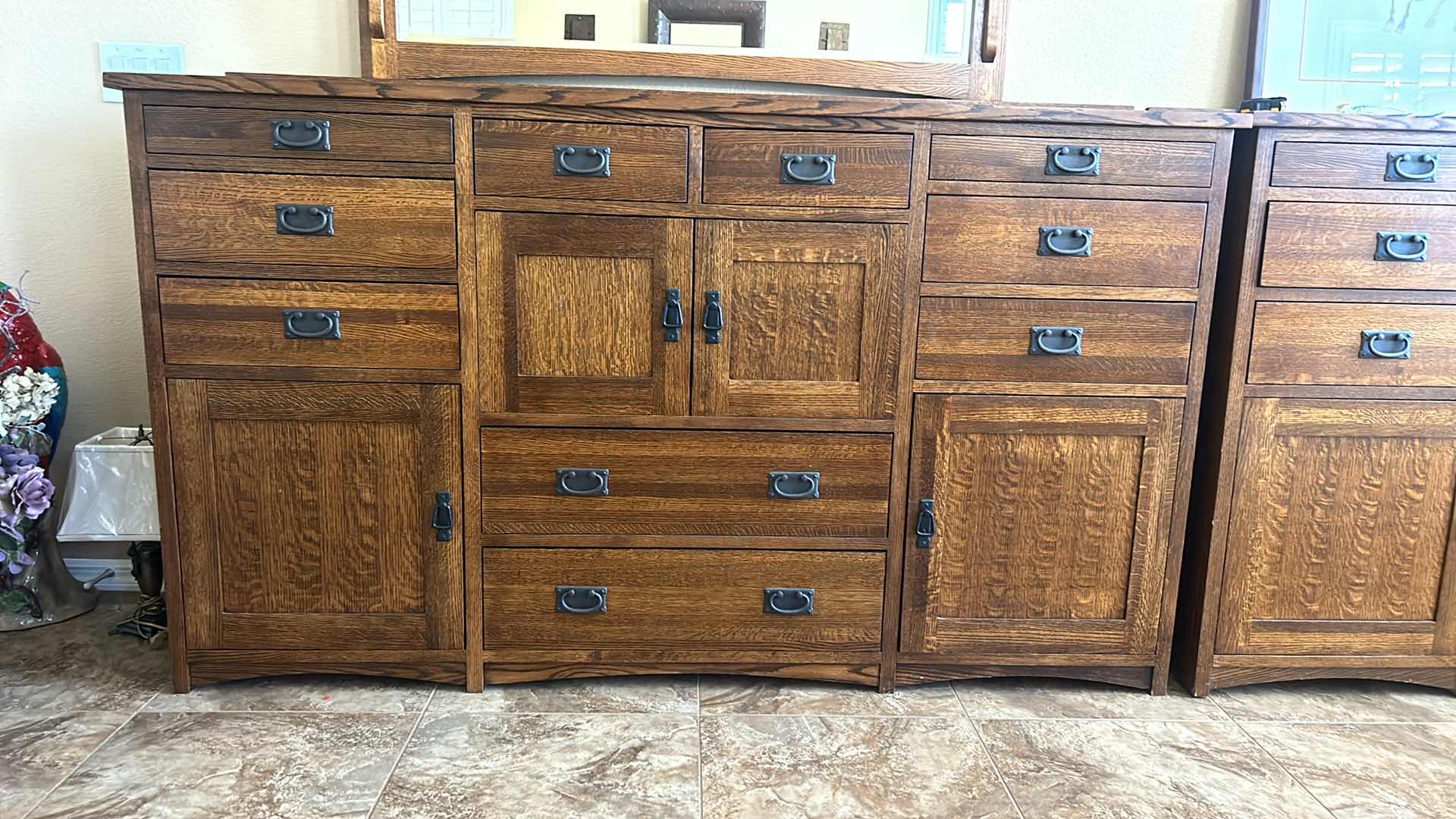 Photo 2 of  MICHAEL’S FURNITURE CRAFTSMAN CEDAR-LINED OAK DOVE TAILED OAK DRESSER AND MIRROR 76.5” x 19” x H44”