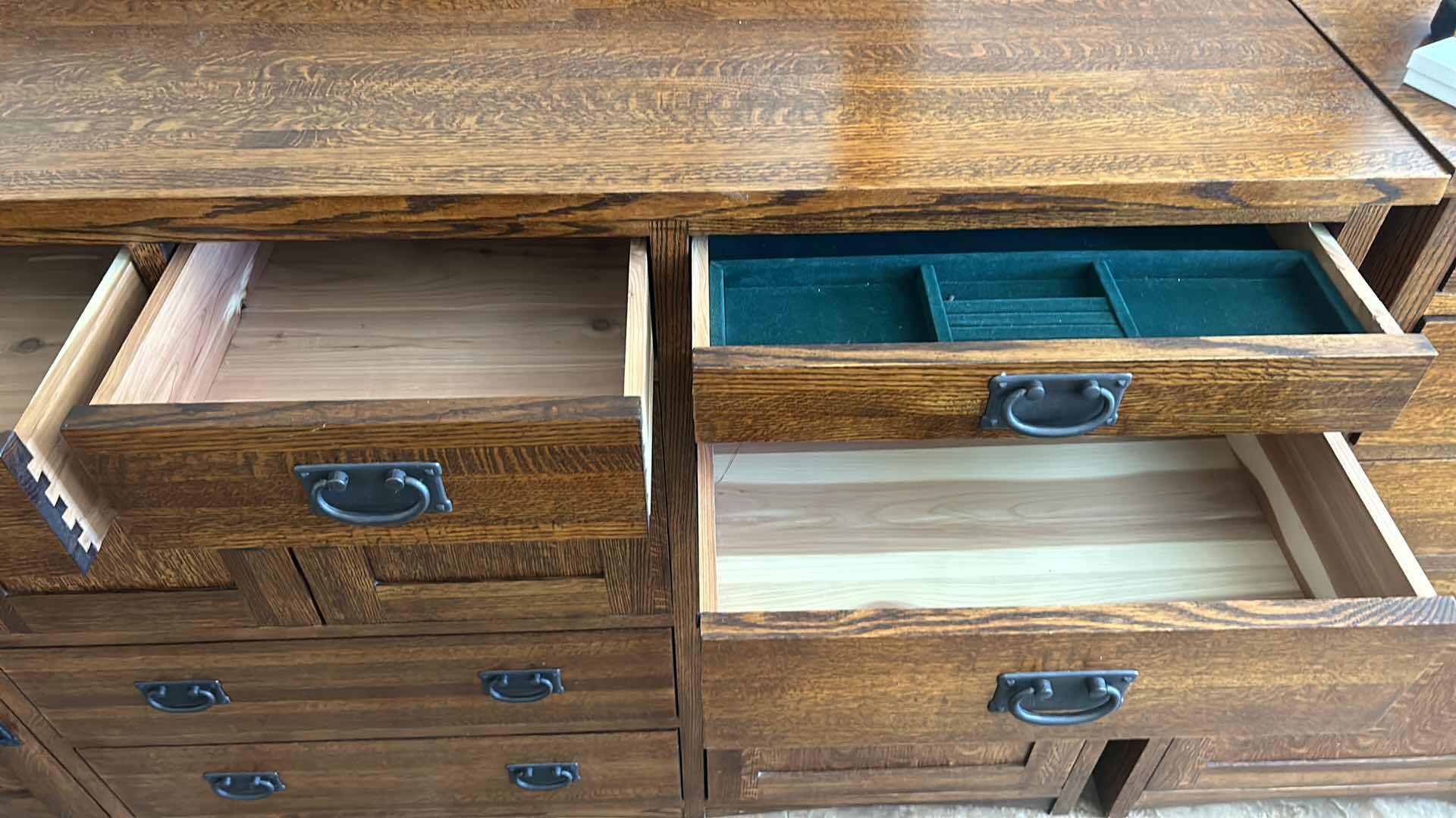 Photo 6 of  MICHAEL’S FURNITURE CRAFTSMAN CEDAR-LINED OAK DOVE TAILED OAK DRESSER AND MIRROR 76.5” x 19” x H44”