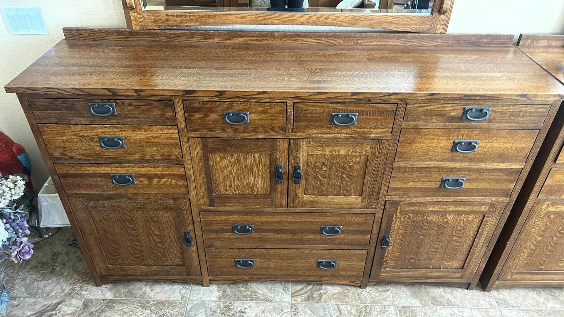 Photo 3 of  MICHAEL’S FURNITURE CRAFTSMAN CEDAR-LINED OAK DOVE TAILED OAK DRESSER AND MIRROR 76.5” x 19” x H44”