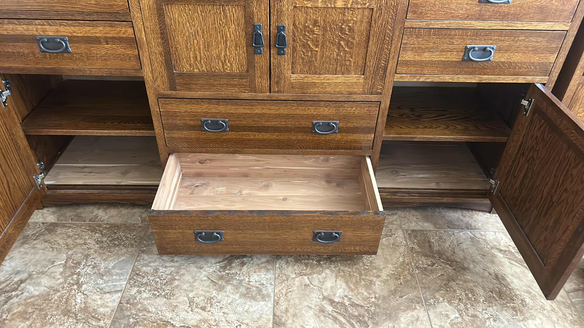 Photo 10 of  MICHAEL’S FURNITURE CRAFTSMAN CEDAR-LINED OAK DOVE TAILED OAK DRESSER AND MIRROR 76.5” x 19” x H44”