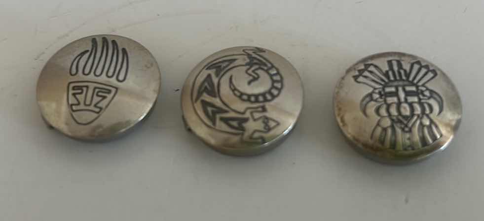 Photo 1 of 3 VINTAGE SOUTHWESTERN STERLING SILVER ROUND HANDMADE BUTTON COVERS