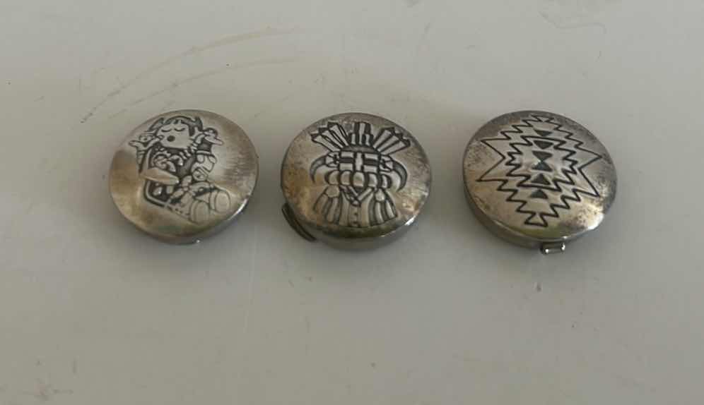 Photo 1 of 3 VINTAGE SOUTHWESTERN STERLING SILVER ROUND HANDMADE BUTTON COVERS