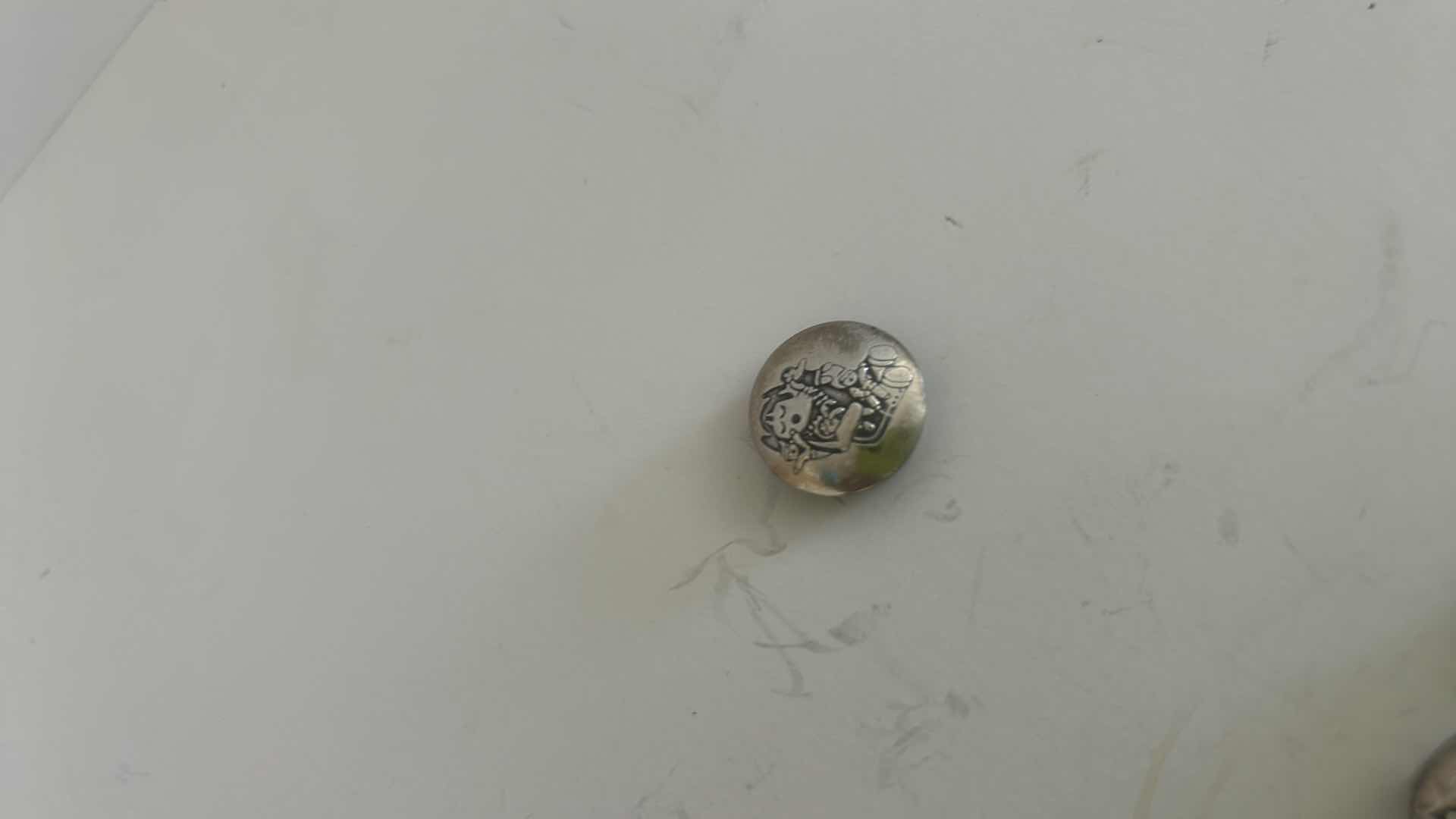 Photo 2 of 3 VINTAGE SOUTHWESTERN STERLING SILVER ROUND HANDMADE BUTTON COVERS