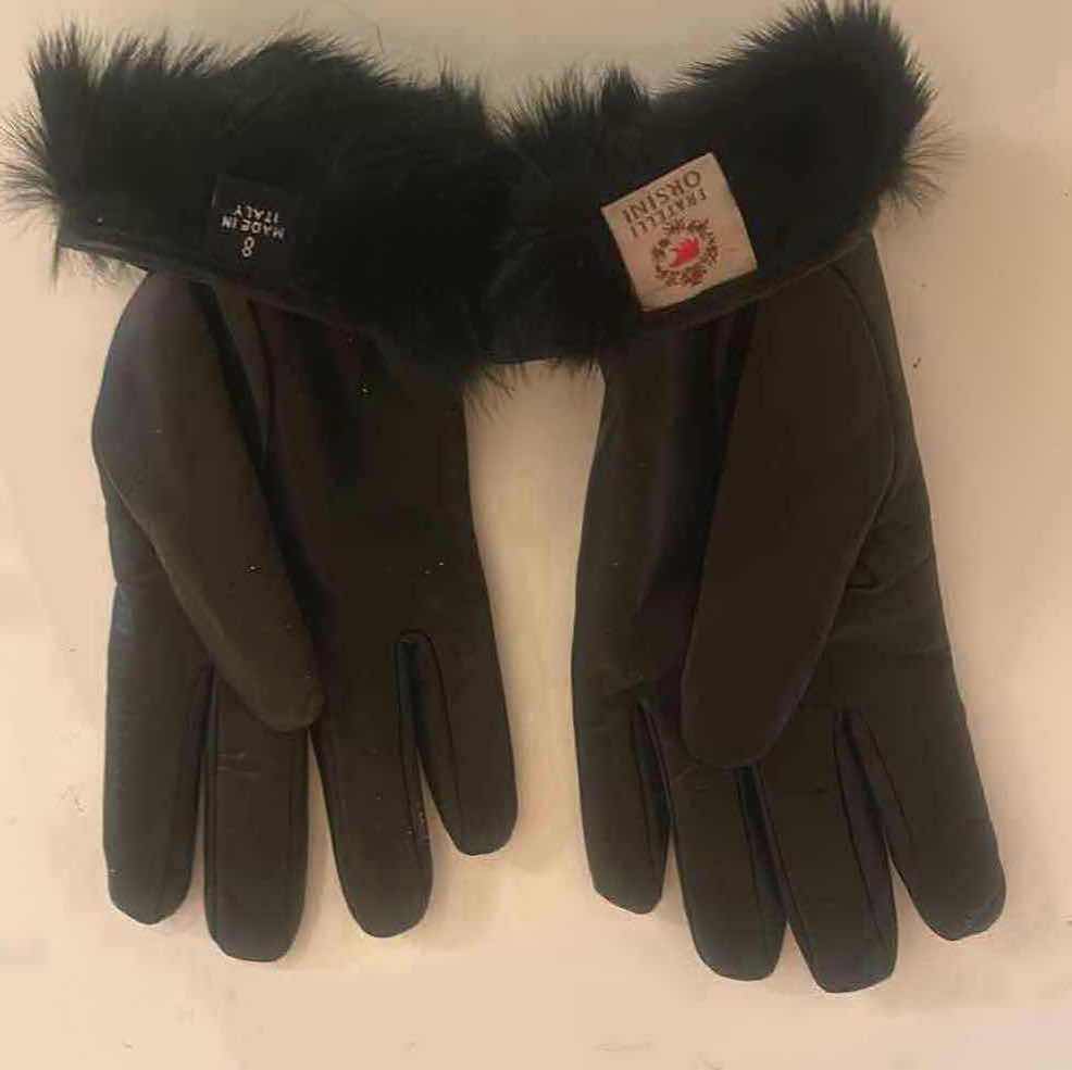 Photo 1 of 1PAIR WOMENS LEATHER GLOVES FUR LINED FRATELLI ORSINI MADE IN ITALY SIZE 8