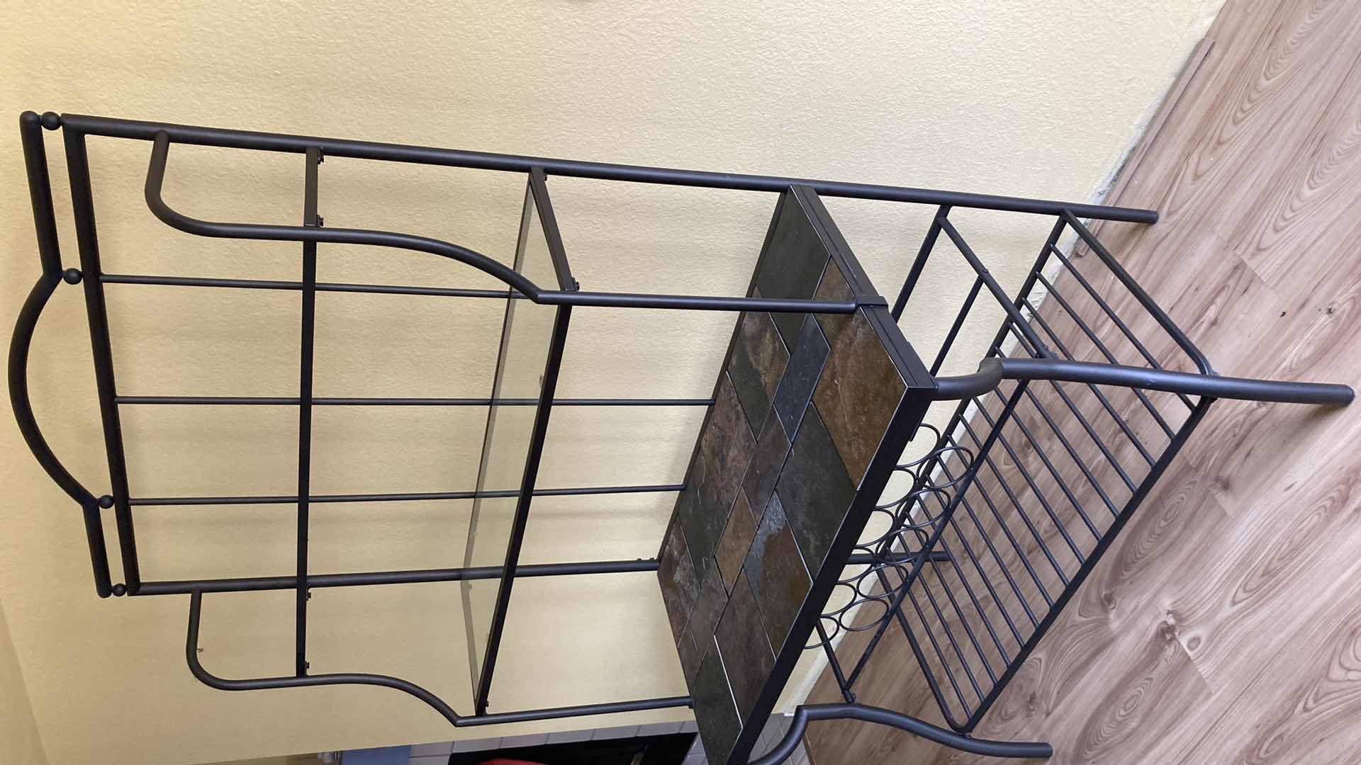 Photo 4 of ASHLEY’S ANTIGO COLLECTION SLATE TOP METAL FRAME BAKERS RACK 40.5” X 21.5” H77”