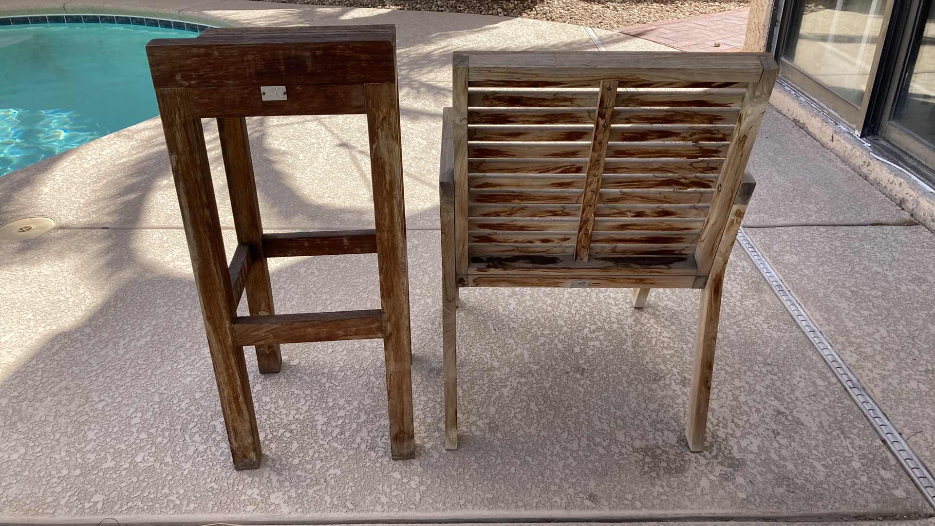 Photo 3 of FREELINE WOOD PATIO STOOL & WOOD PATIO CHAIR 22.5” X 21” H32.25”