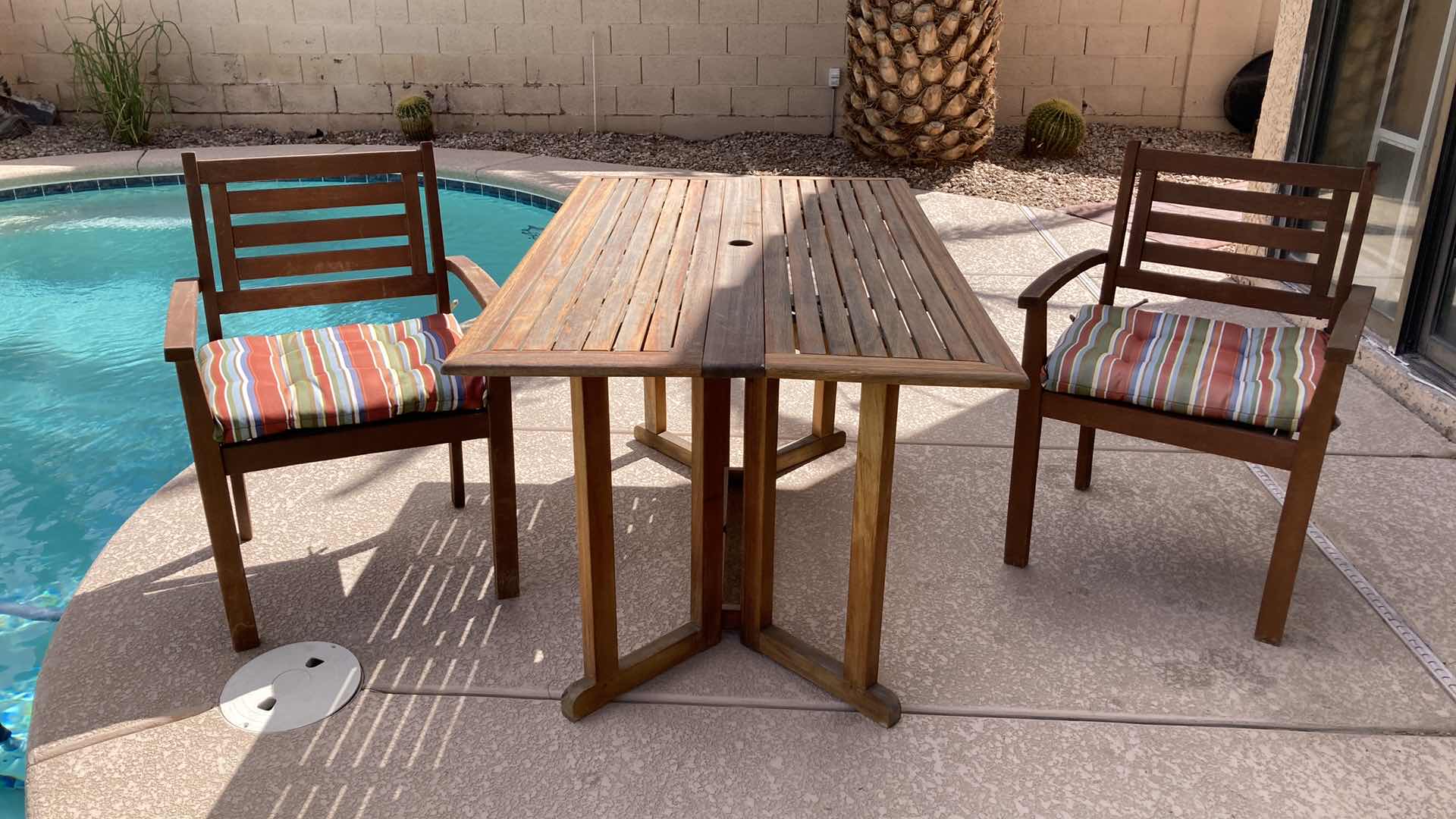 Photo 1 of IMPROVEMENTS WOOD PATIO TABLE & CHAIRS (2) 34.75” X 60” H29.5”