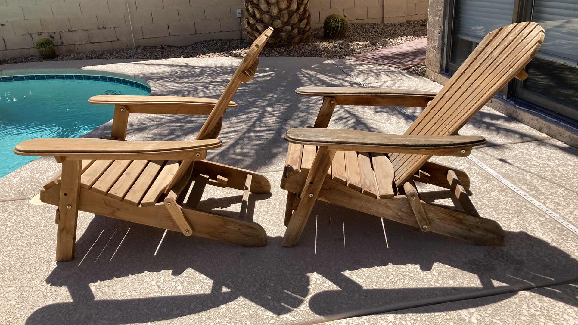 Photo 7 of WOOD MULTI-FUNCTIONAL PATIO CHAIRS (2) 31” X 36.5” H33”