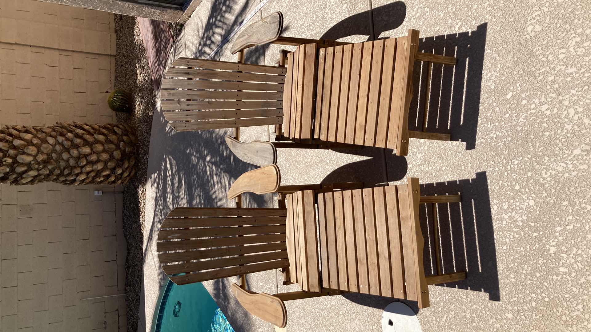 Photo 2 of WOOD MULTI-FUNCTIONAL PATIO CHAIRS (2) 31” X 36.5” H33”