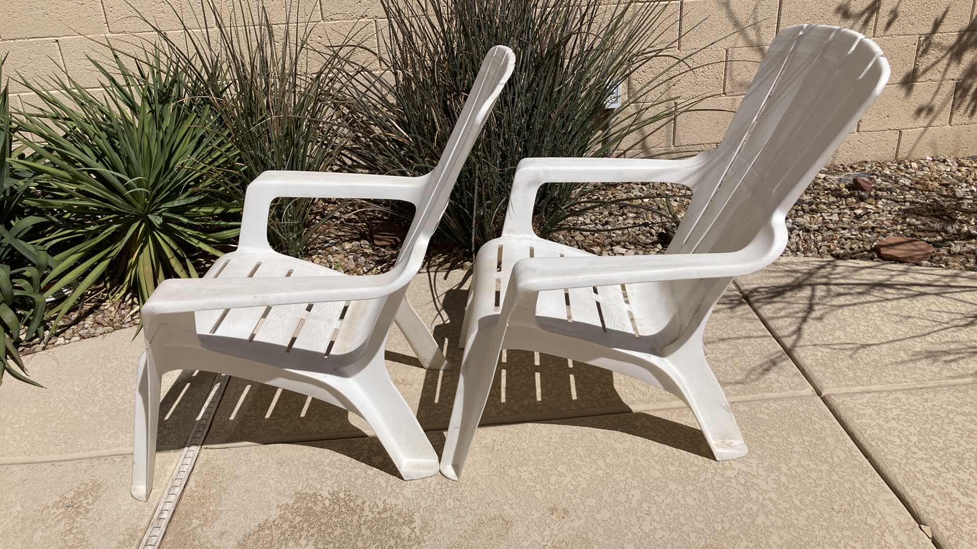 Photo 4 of OUTDOOR PATIO PLASTIC CHAIRS (2) 30.5” X 29” H35.5”
