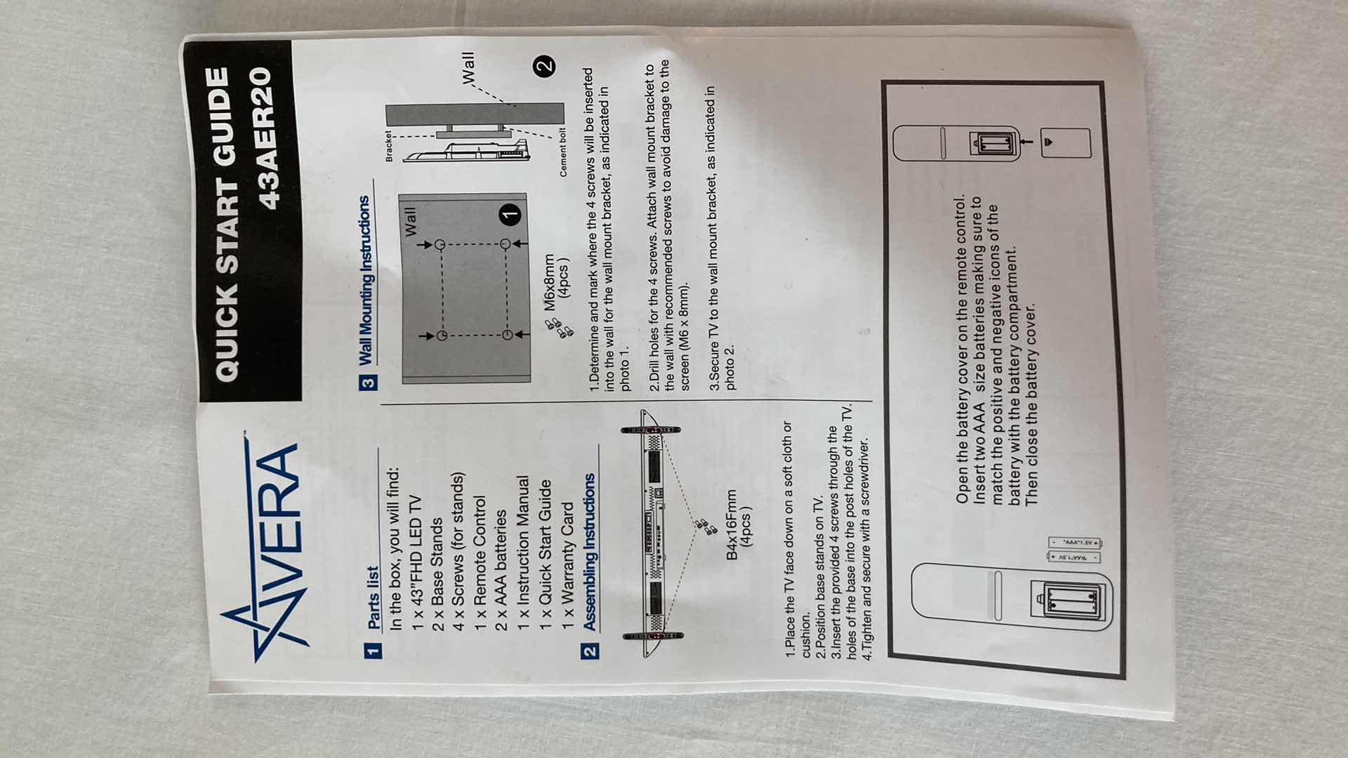 Photo 4 of NEW AVERA 43” FHD LED TV W REMOTE MODEL AVR-43AER20