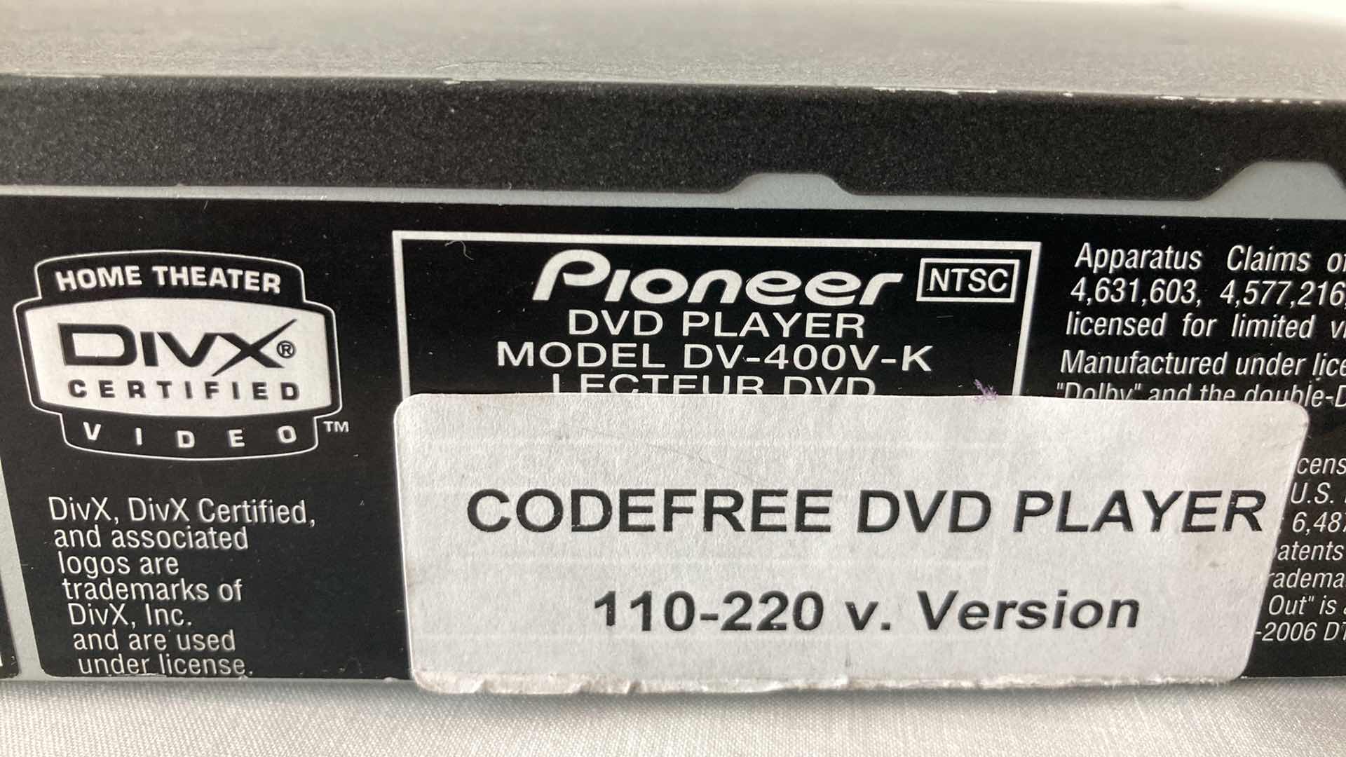 Photo 7 of PIONEER DVD PLAYER MODEL DV-400V-K