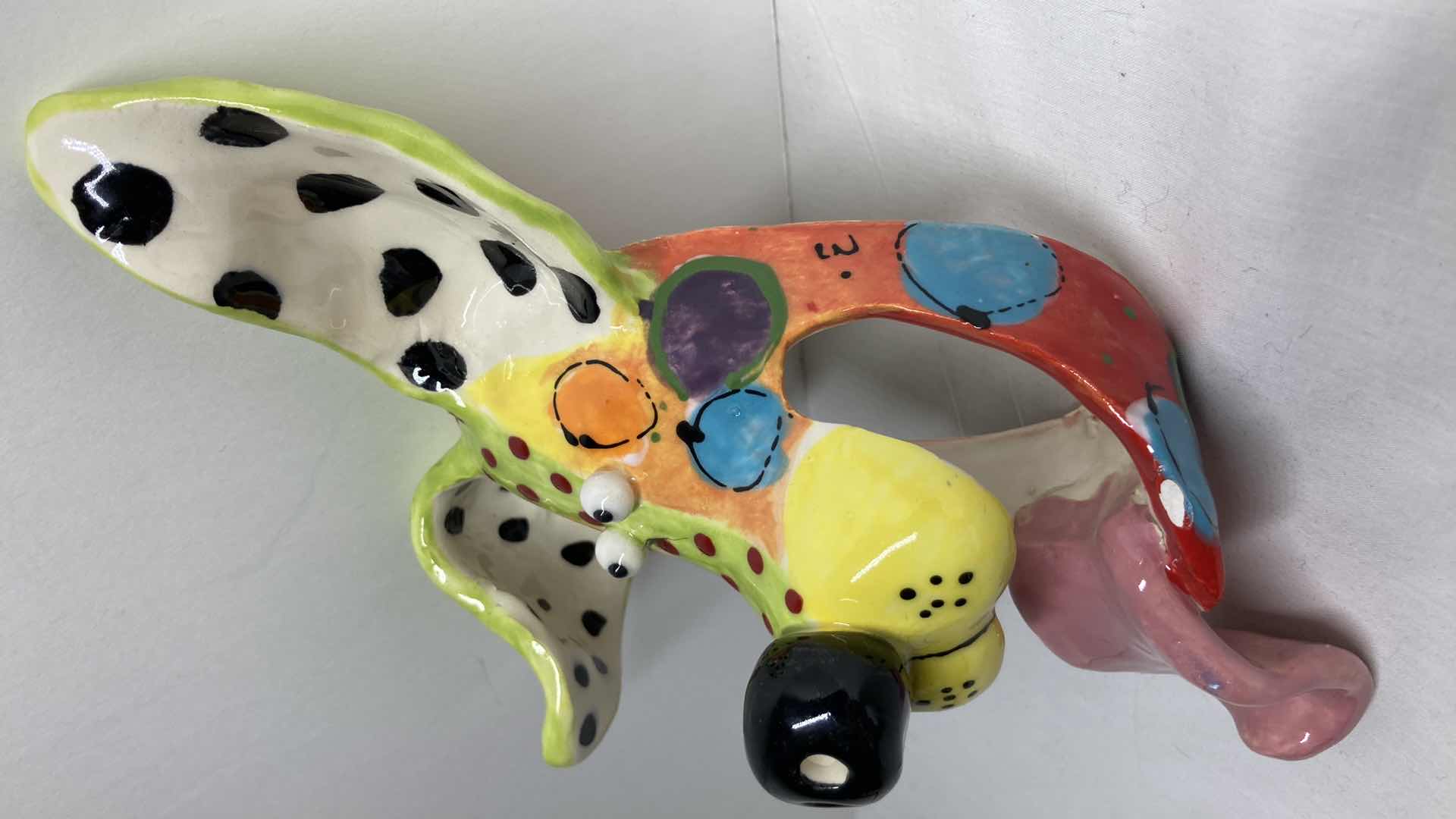 Photo 3 of ABSTRACT MULTI COLOR CERAMIC DOG MASK BY DOTTIE DRACOS 6.5” X 8.5”