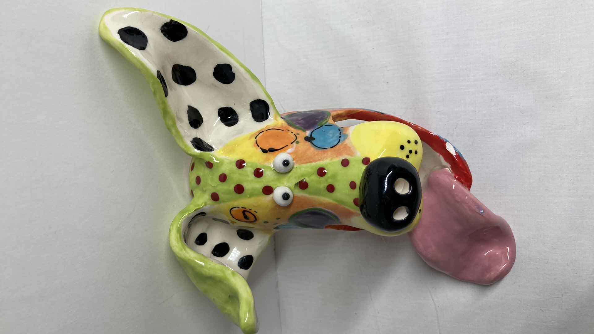 Photo 4 of ABSTRACT MULTI COLOR CERAMIC DOG MASK BY DOTTIE DRACOS 6.5” X 8.5”