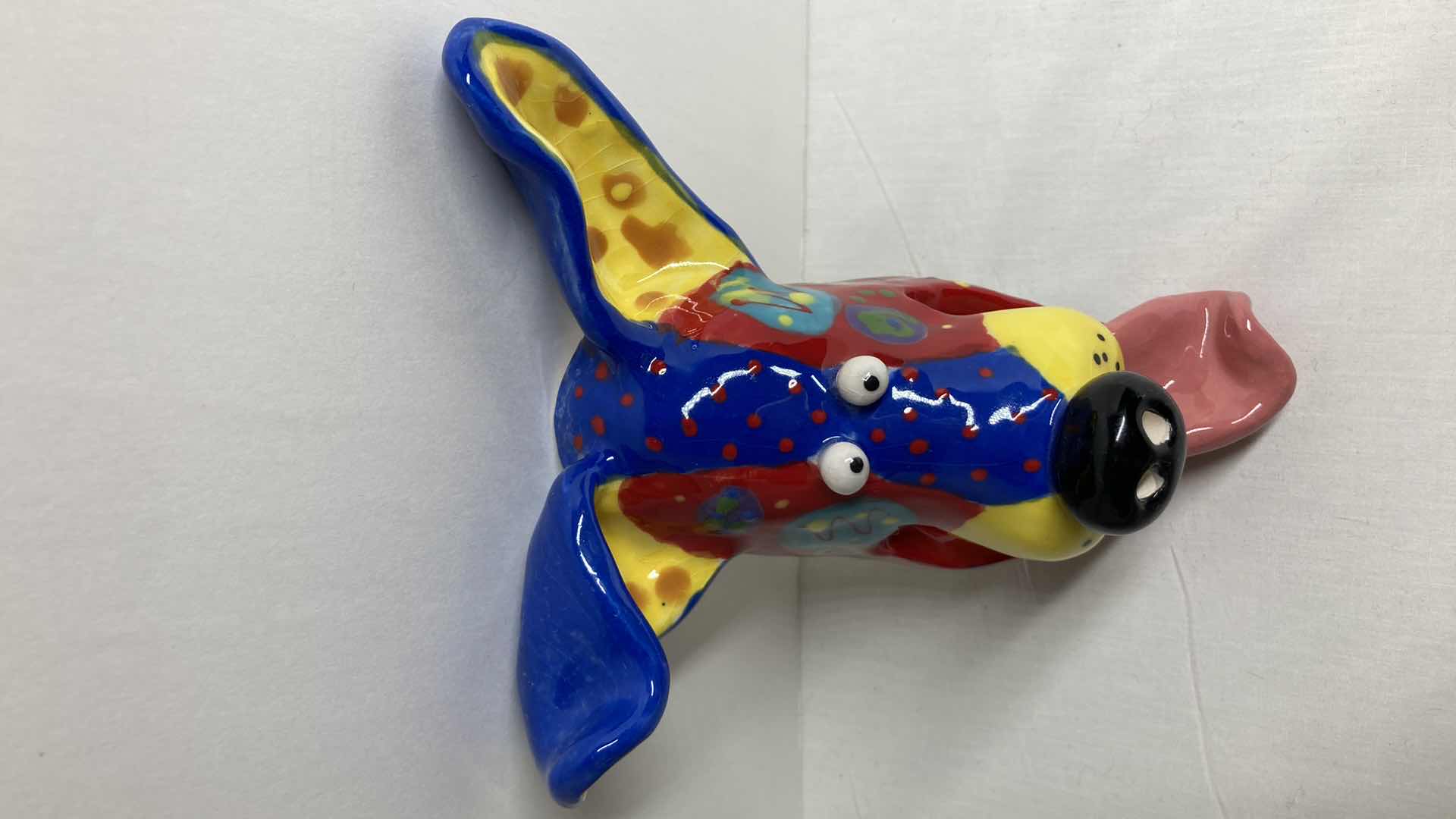 Photo 4 of ABSTRACT MULTI COLOR CERAMIC DOG MASK 1-13 BY DOTTIE DRACOS 5.75” X 7”