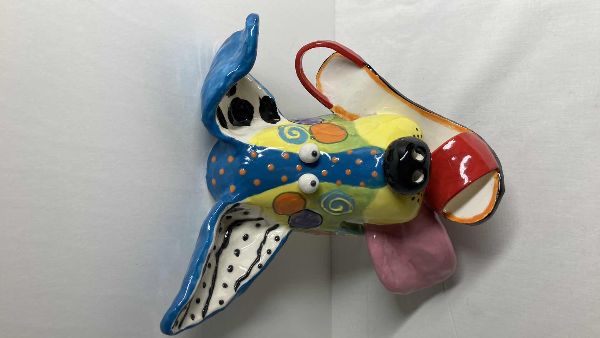 Photo 4 of ABSTRACT MULTI COLOR CERAMIC DOG MASK BY DOTTIE DRACOS 9.25” X 9.5”