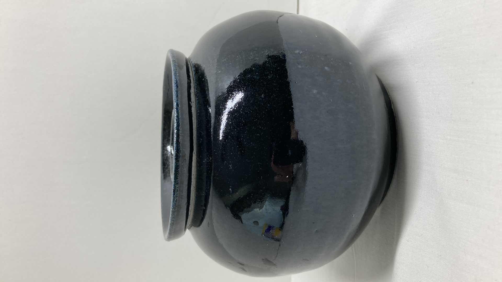 Photo 2 of BLACK STAINED CERAMIC POT W LID 5.5” X 4.75”