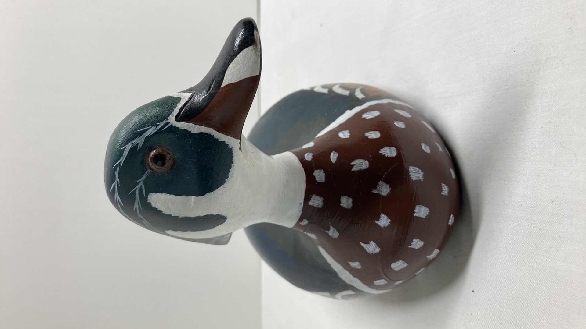 Photo 2 of HAND PAINTED WOOD DUCK 4.75” X 11.5” H5.75”
