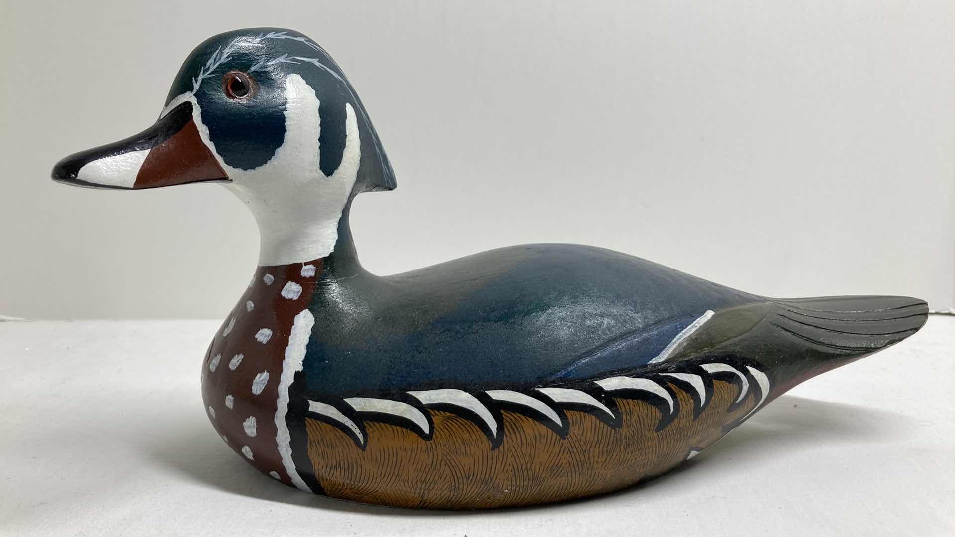 Photo 1 of HAND PAINTED WOOD DUCK 4.75” X 11.5” H5.75”